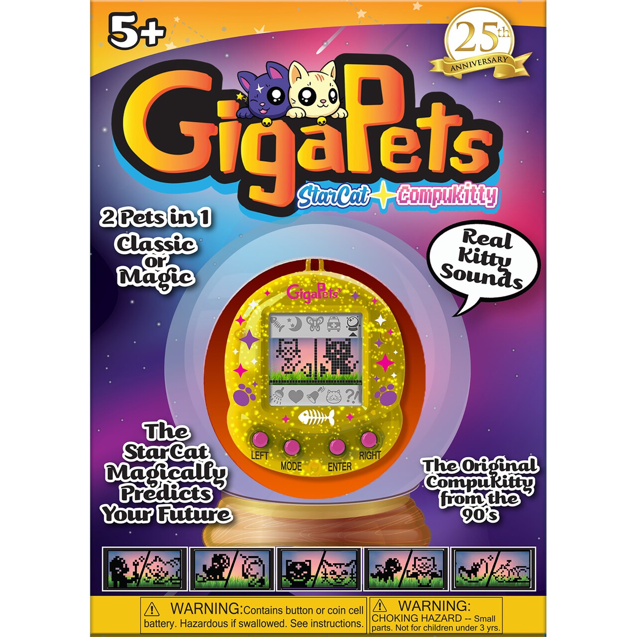 GigaPets: StarCat/CompuKitty - 2 Pets In 1, Classic Or Magic, Virtual Interactive Pet Keychain, Cat Sounds, New Evolution Animations, Kids Ages 5+